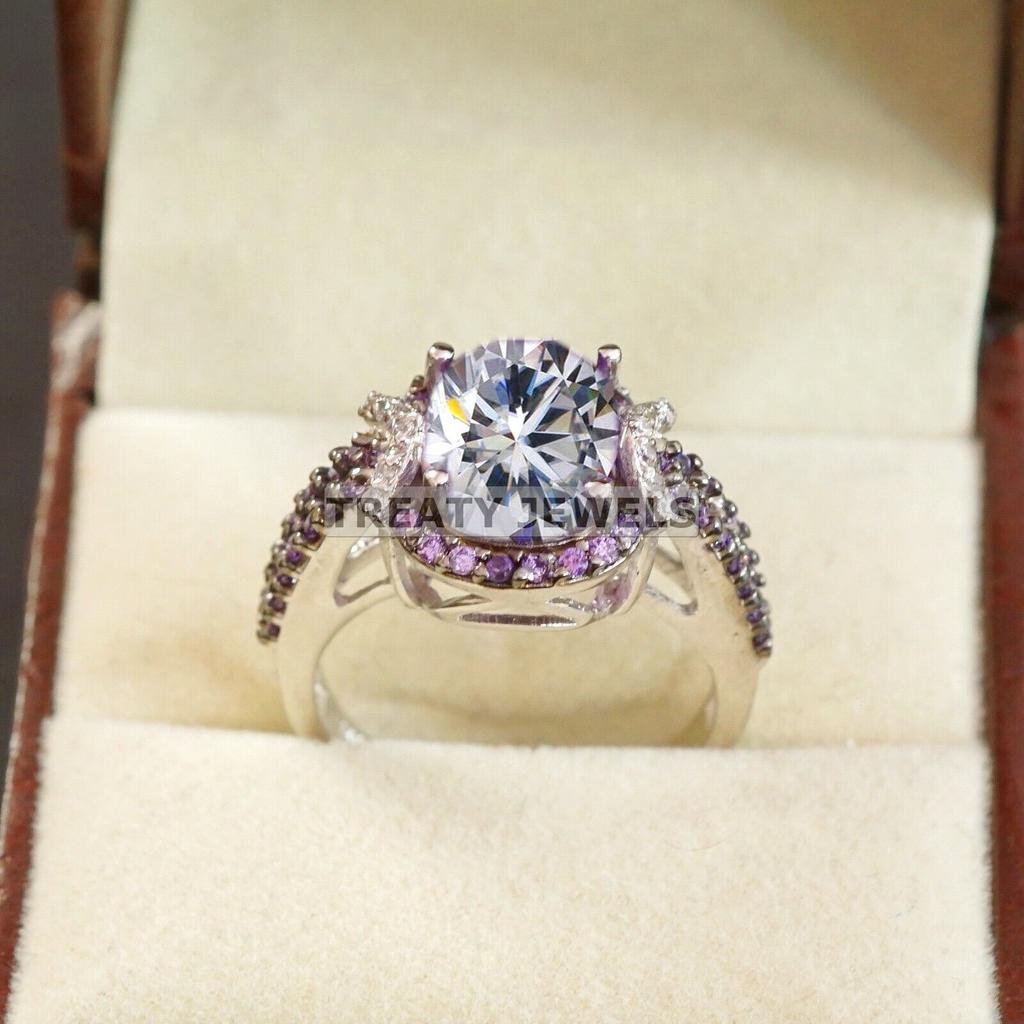 Moissanite Oval Cut Gemstone With 925 Sterling Silver Ring For Men's #B293 JL375681949004