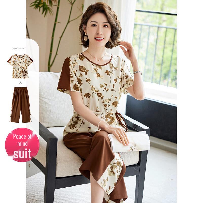 

Paster Women s Summer Casual Two-Piece T-shirt & Pants Set 4XL