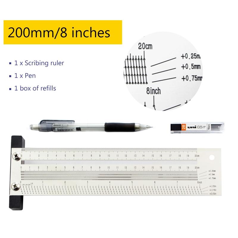 Portable for T Type Scribing Ruler Stainless Steel High Precision Metric Hole Ruler Precision Marking T-Rule Carpenter T