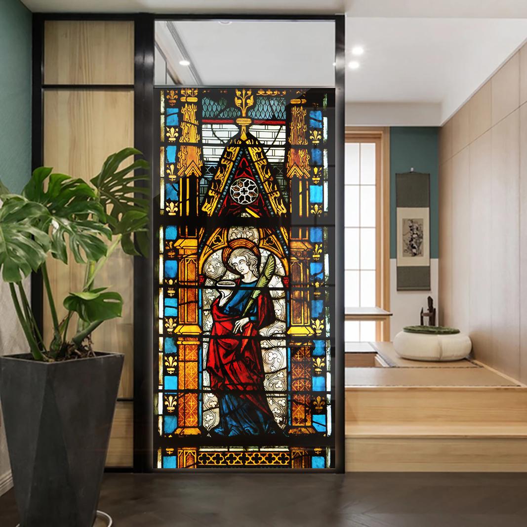 

Church Stained Glass Decals Window Film Privacy Heat Insulation and Anti UV Blocking Static Cling Window Sticker for Home J21 (as the picture,40x100cm WxH)