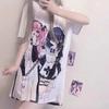 TrendHub Y2k Ästhetik Niedlicher Cartoon-Druck Rundhals Kurzarm-T-Shirt Damen Lässig Locker Oberteil Japanisches Kawaii T-Shirts