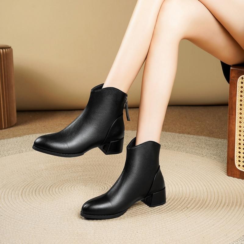 Fashionable New Style Thick Heel Elegant Anti Slip Riding Boots Autumn Winter  Pointed Comfortable Work Women'S Boots