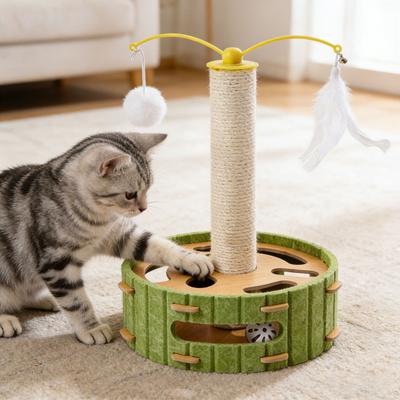 Cat Scratch Enrichment Box Interactive Cat Nail File Puzzle Toy with Jingling Bell Balls Cat Scratcher Maze Box for Indoor Cats Scratch And Play