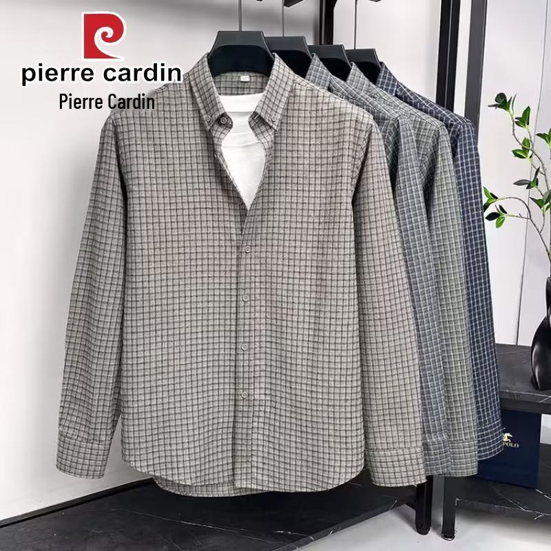 Pierre Cardin Men's Plaid Cotton Long Sleeve Shirt