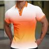 3D-gedrucktes Polohemd mit Farbverlauf Farbe Farbmuster Kurzarm Outdoor Sommer Straße Kragen T-Shirt Knöpfe