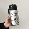 Thermos Cup Children's Double Drinking Cup Stainless Steel Light Luxury Straw Cup Student Portable Water Cup Bouncing Cup