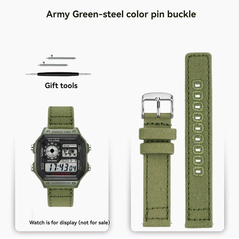 Canvas quick release strap  For Casio G-Shock AE-1200WH/1300/1000/A159 A158W A168 / F91w AE1200 nylon Bracelet Watch Band 18mm