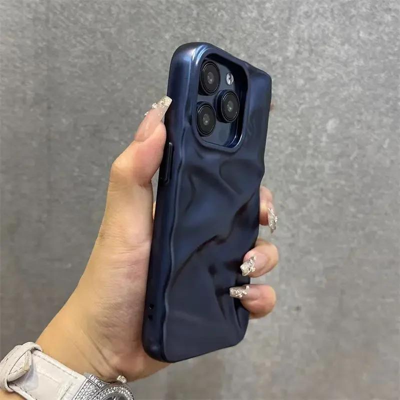 Luxury Titanium Natural Color Plating Wrinkle Case For iPhone 17 16 15 14 13 12 Pro Max Plus 11 Matte Shockproof Folding Cover
