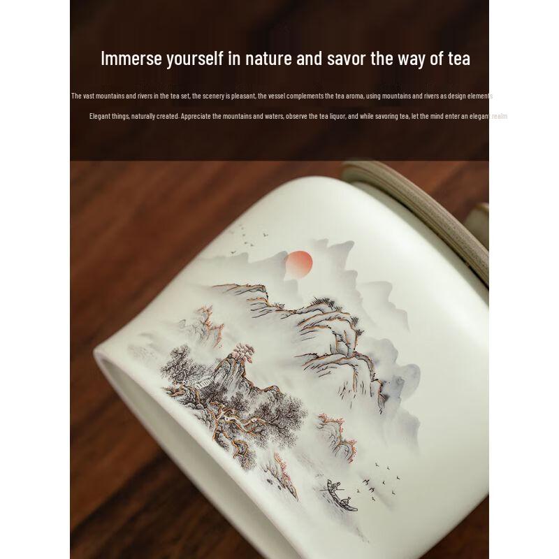 Nierxin Chinese Retro Porcelain Tea Caddy