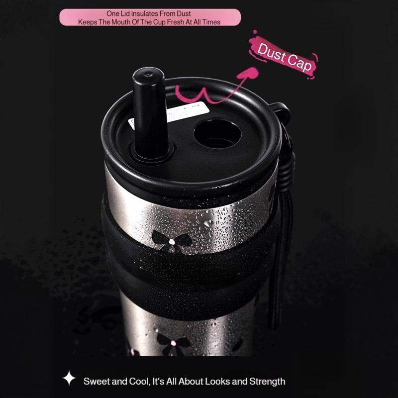 High-value Thermos Cup with Carrying Rope Portable Ice Cup Large-capacity Car Straw Water Cup