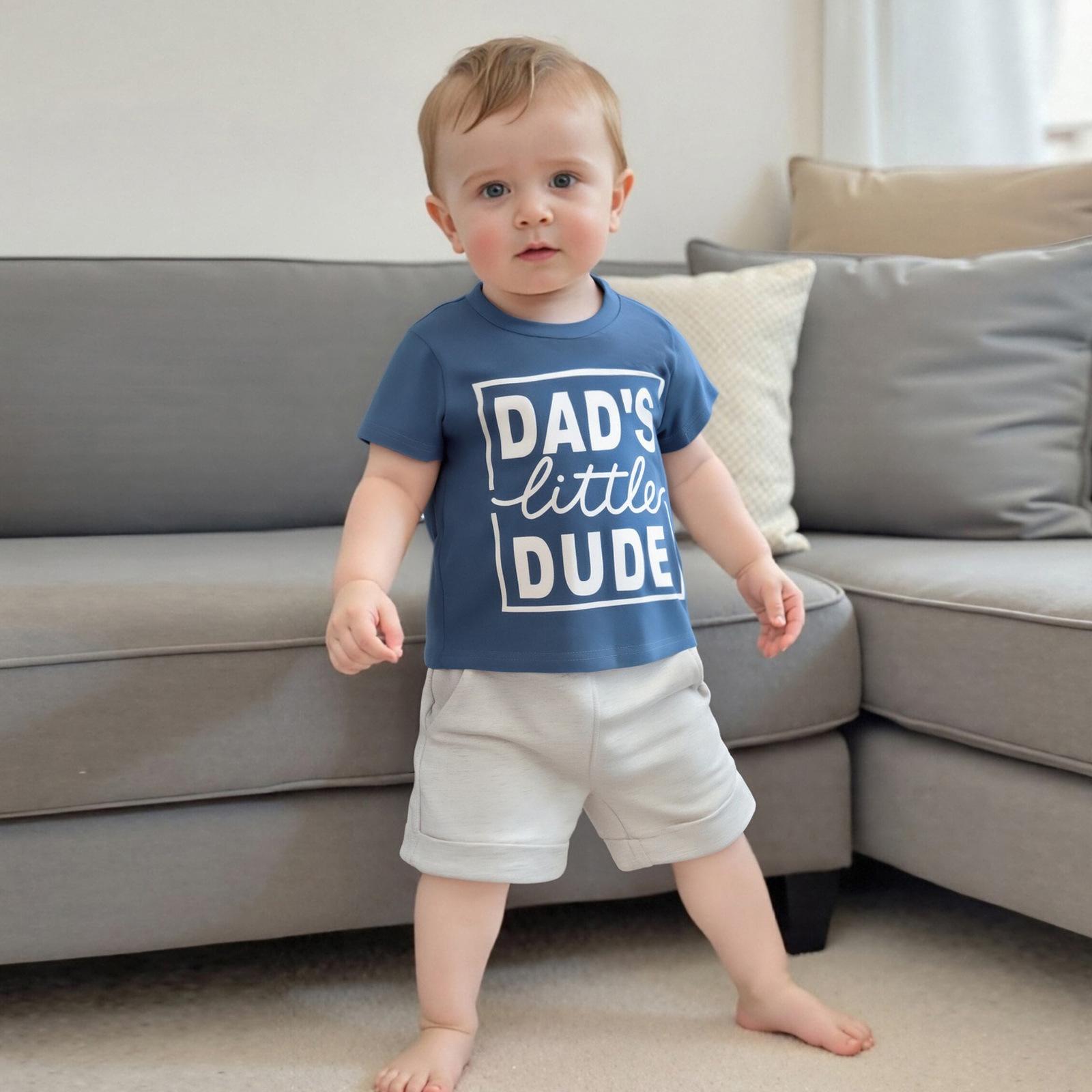 Dads Little 2-Piece Outfit Set – Short Sleeve T-Shirt and Shorts for Boys 100