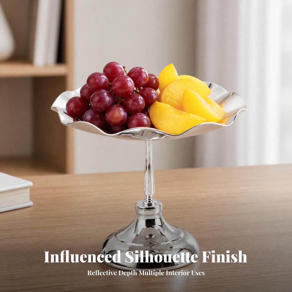 Lotus-Shaped Pedestal Fruit Dish Sculptural Holder Countertop