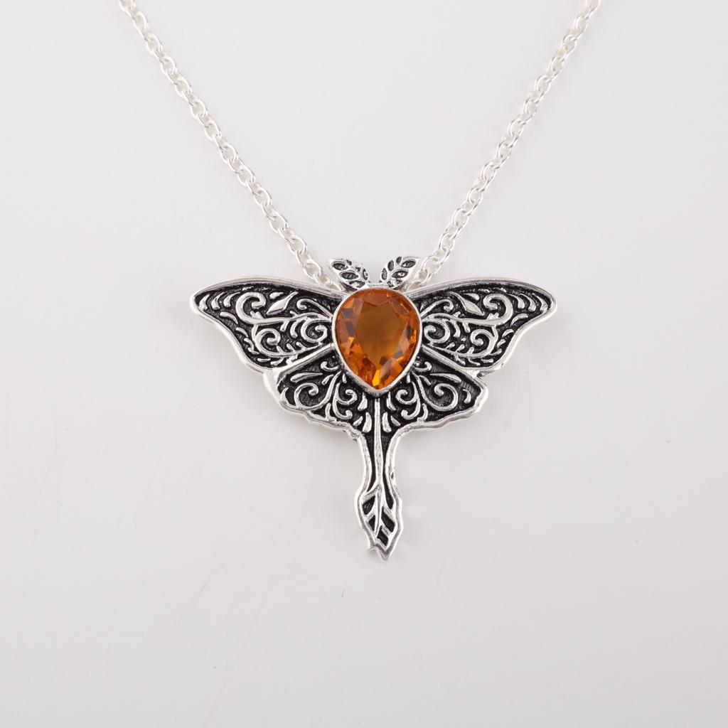 Citrine Gemstone 925 Sterling Silver Jewelry Necklace Pendant1.2" For Women Gift CP-31-2