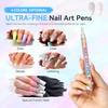 12Pcs Nail Art Pen Marker Set - 0.5mm Fine Tip for Precise Graffiti Drawing