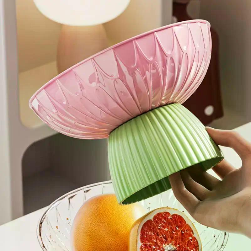 Elegante Große Waschbare Obstschale mit Fuß - Schicker, Hygienischer Tischplatten-Organizer und Dekoratives Mittelstück