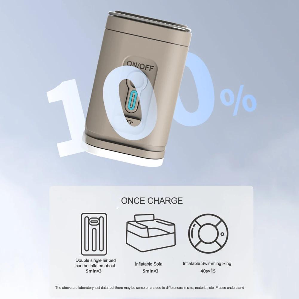 Camping Light Electric Air Pump 100LM Handheld Air Compressor USB Rechargeable 3 Lighting Modes for Inflatable Cushions Air Beds