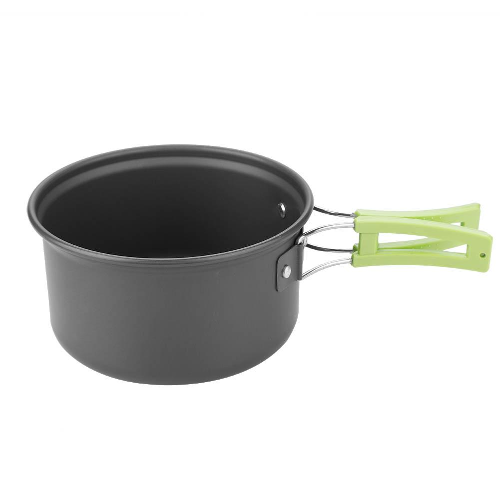 8PcsCelsiusset Portable Outdoor Travel Camping Picnic Cookware Cooking Pot Pan Bowel Set(Black)