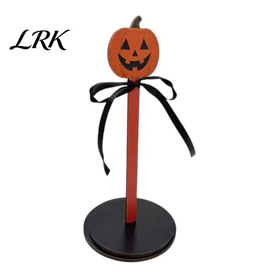 Solid Wood Standing Rack Halloween Paper Towel Roll Holder, Ghost/Pumpkin/Witch's Hat/Bat Decor, Fall Seasonal Kitchen Storage Durable Reel