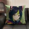 Tighnari Genshin Impact Cute Cushion Cover Natural Linen Organic Fabric Double-Sided Printing Sofa Home Decor Gift Pillow Case