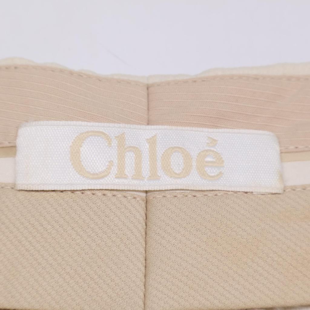 Chloe 14SPA21-14S132 Beige Acetate Light Crepe Pants Bottoms 34 beigeUsed