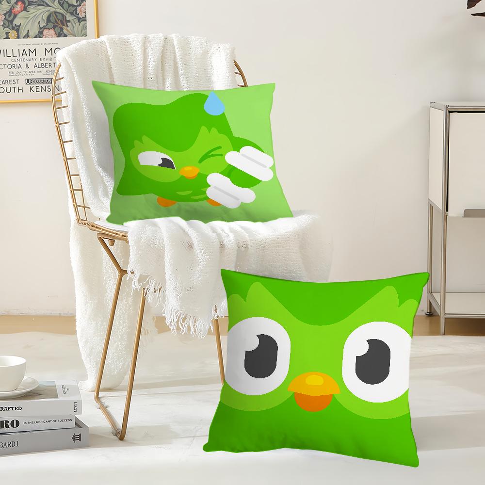 Educational Cartoon DDuolingo Pillow Case Suitable For Bedrooms Living Rooms Cars Home Decoration