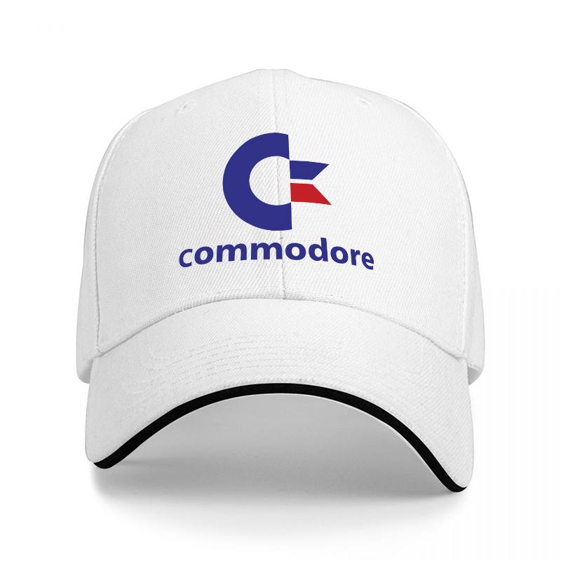 Commodore Logo Baseballkappe Klassische Schwarze Mütze mit Blau-Rotem Emblem Stilvolles Design für Fans und Freizeit
