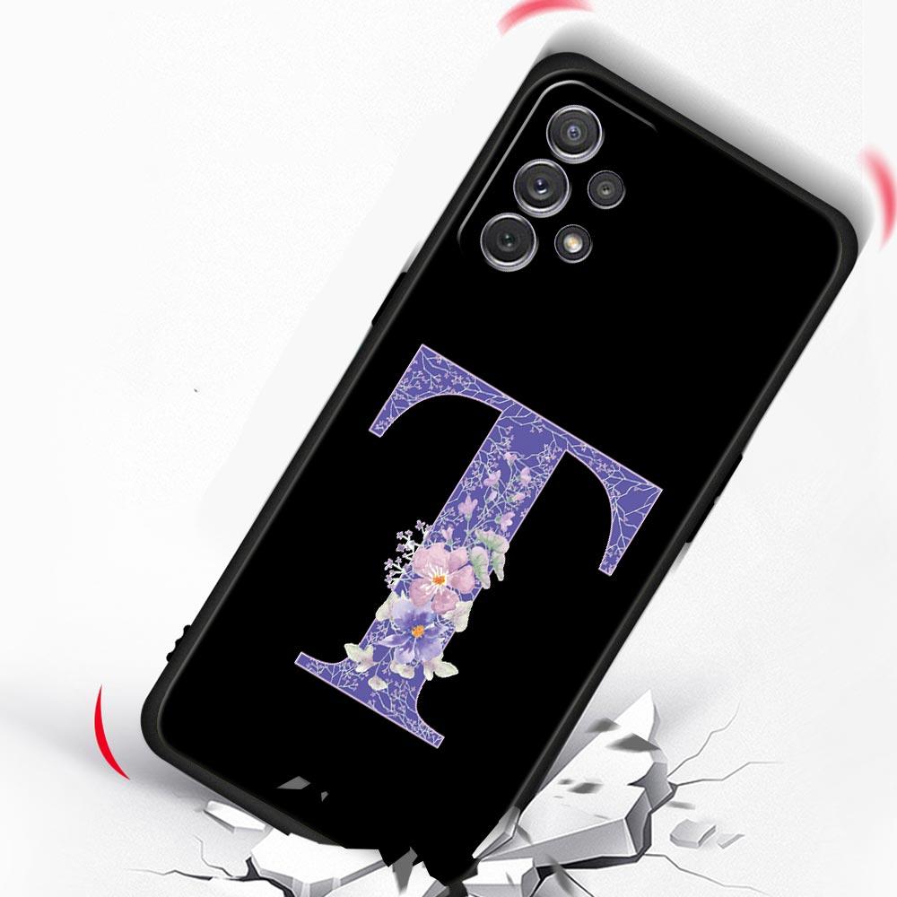 Letters Purple Flower Phone Case For Samsung Galaxy A17 A07 A55 A35 A25 A15 A05 A33 5G A31 A23 A21s A13 A41 A73 A53 A51 A71Cover