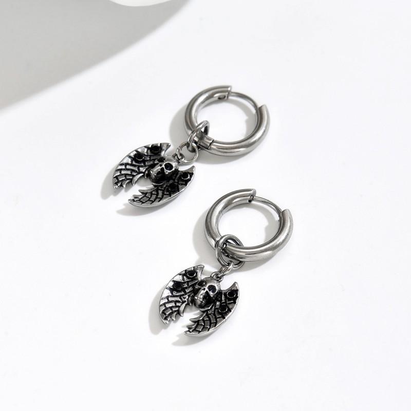 Retro Bat Skull Earrings With Niche Design Dark Style High-end Feel Hip-hop Personality Trend Vintage