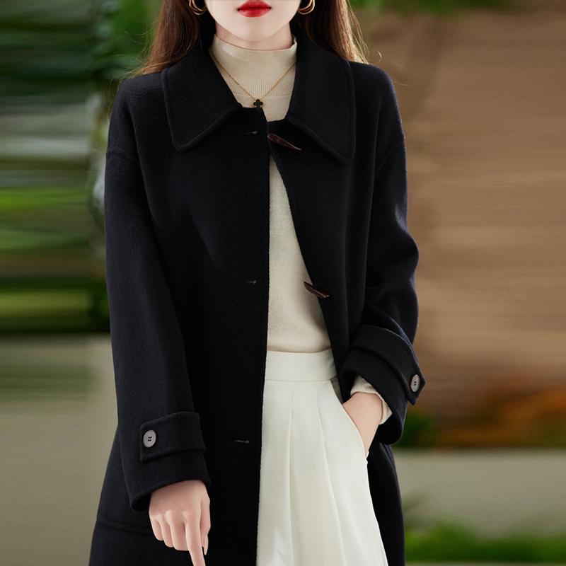 100% Wool Women Coat TIDENOVEL Autumn Wool Long Coat Handmade Pea Coat Winter Warm Wool Long Jacket Overcoat