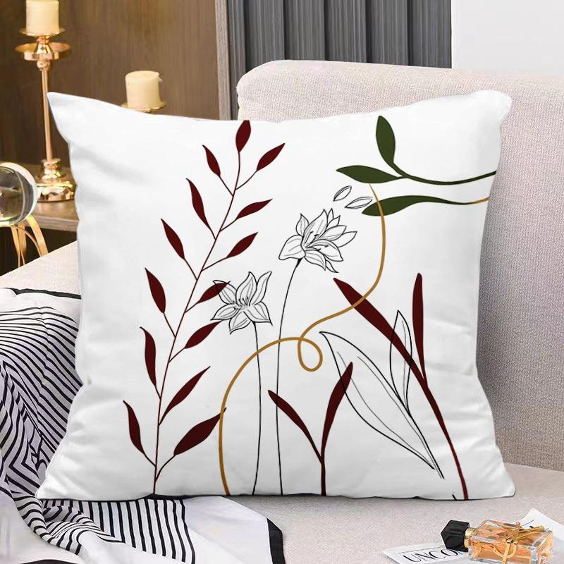 Artistic Floral Print Decorative Pillowcase Bedroom Living Room Square Cushion Pillowcase