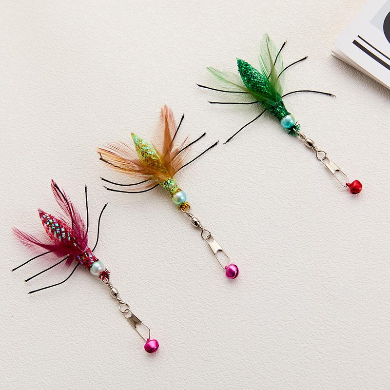 3pcs Artificial Insect Cat Toy Teaser Stick for Changing Heads Feather Pet Toys Wand Accessories