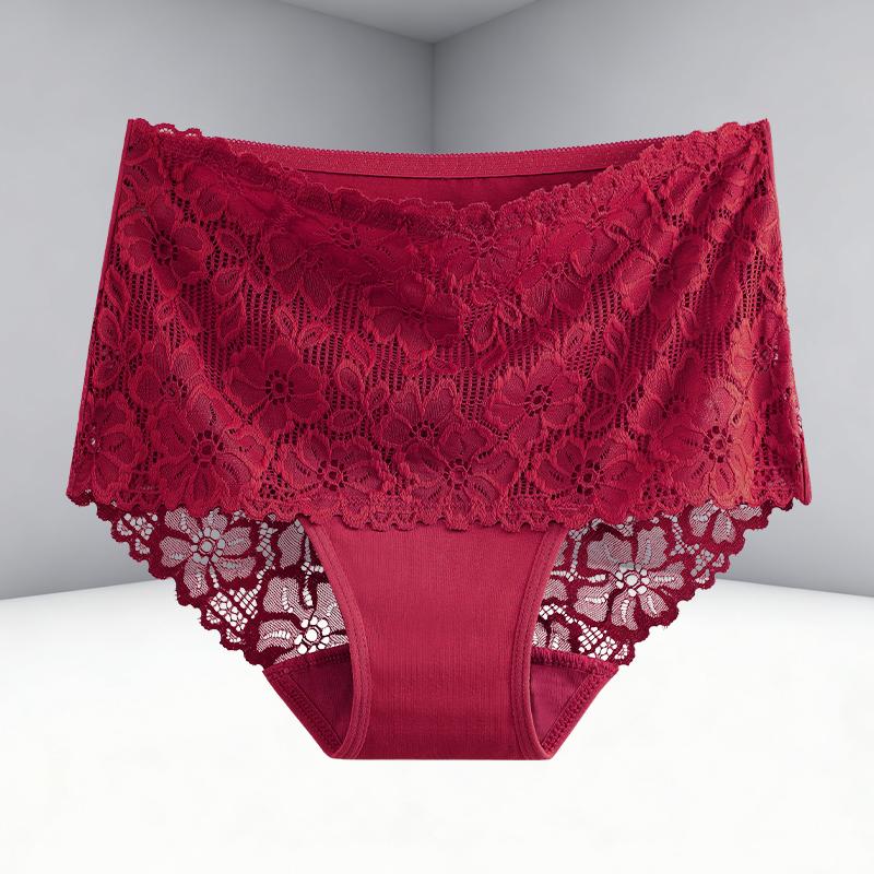 1 Pezzo Donna Lusso Ricamo Floreale Sexy Pizzo Mutandine Vita Alta Elastico Biancheria Intima Donna Traspirante Pizzo Patchwork Lingerie Nuovo