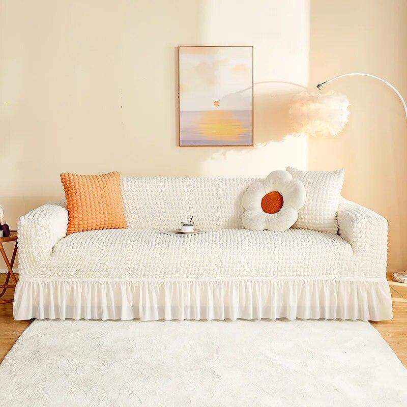 1/2/3/4 Seater Seersucker Sofa Slipcover High Stretch Couch Cover Thick Corner Sofa Protector Elastic Corner Couch Covers