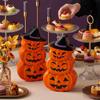 Halloween Pumpkin Stacked Tinplate Storage Box Lightweight Leakproof Cookie Holder for Kitchen Counter Decoration