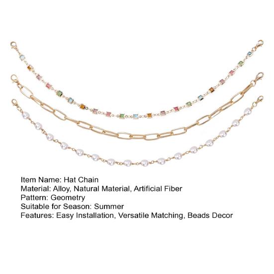 3Pcs Unisex Hair Chain Bohemia Style Irregular Turquoise Stones Flower Decor Hat