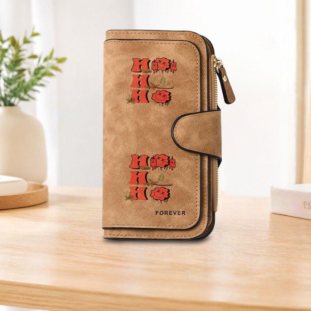HOHO Christmas Long Zipper Wallet, Large Capacity Card Holder, Unisex Clutch Bag, Fashionable Zipper Coin Purse, Suitable for Daily Use, A Great Gift