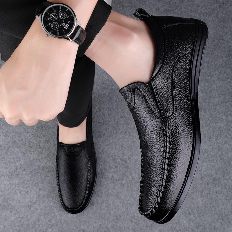 Old man head Doudou shoes men hollow breathable one pedal casual leather shoes soft sole comfortable driving