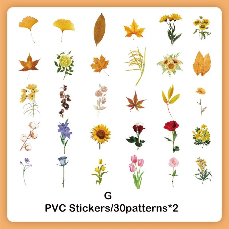 60pcs/pack PET Sticker DIY Scrapbooking Materials Decor Photo Album Collage Stationary Floral Butterfly Stickers