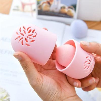 Caixa de armazenamento de esponja de silicone portátil para maquiagem, suporte para liquidificador, esponja cosmética, estojo de limpeza e secagem, acessórios de maquiagem