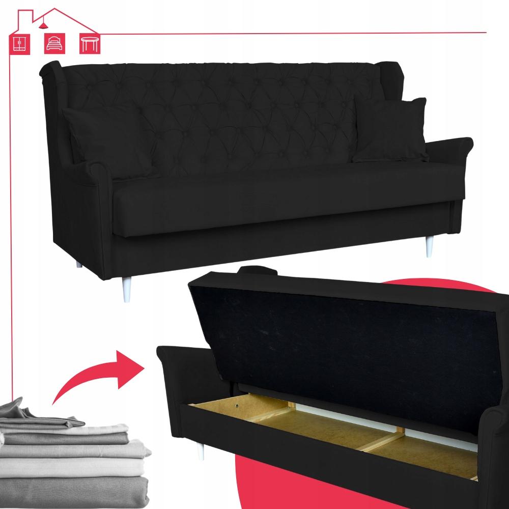 3-seater Sofa Bed with Sleeping Function WELUR Black GAJA Family Meble