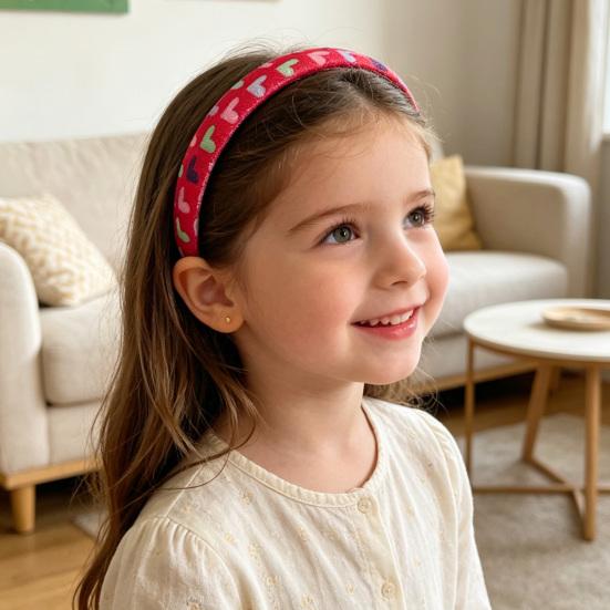 Bandeau pour fille avec peigne à dents lisses et arc anti-glisse Couleur dégradé arc-en-ciel Décoration Cœurs Étoiles Serre-tête