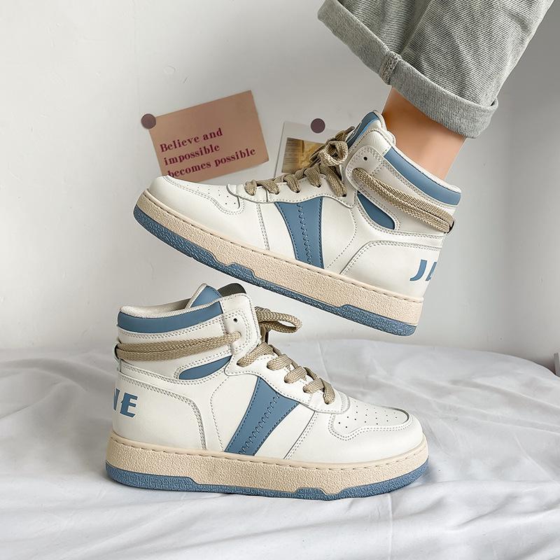 

Ретро женские кроссовки Dexun с высоким верхом 2021 осень новая корейская версия студенческие повседневные универсальные спортивные белые туфли кеды прилив 40