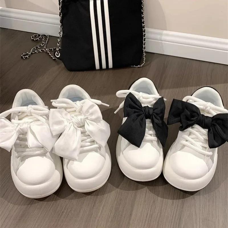Zapatos Mujer Bow Shoes Platform Sneakers Women Tennis Female Flats Vintage Vulcanize Cute Korean Fashion Spring Summer 2024