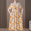 Plus Size Women's Summer Dress Elegant Loose Short Sleeve Long Dress Female Vintage Clothes