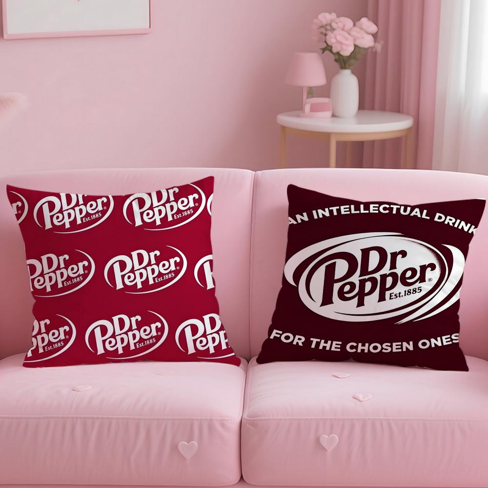 Classic Beverage Brand Dr Pepper Cushion Cover Soft & Easy-Wash Pillow Case – Versatile for Couch, Bed, Travel and Office
