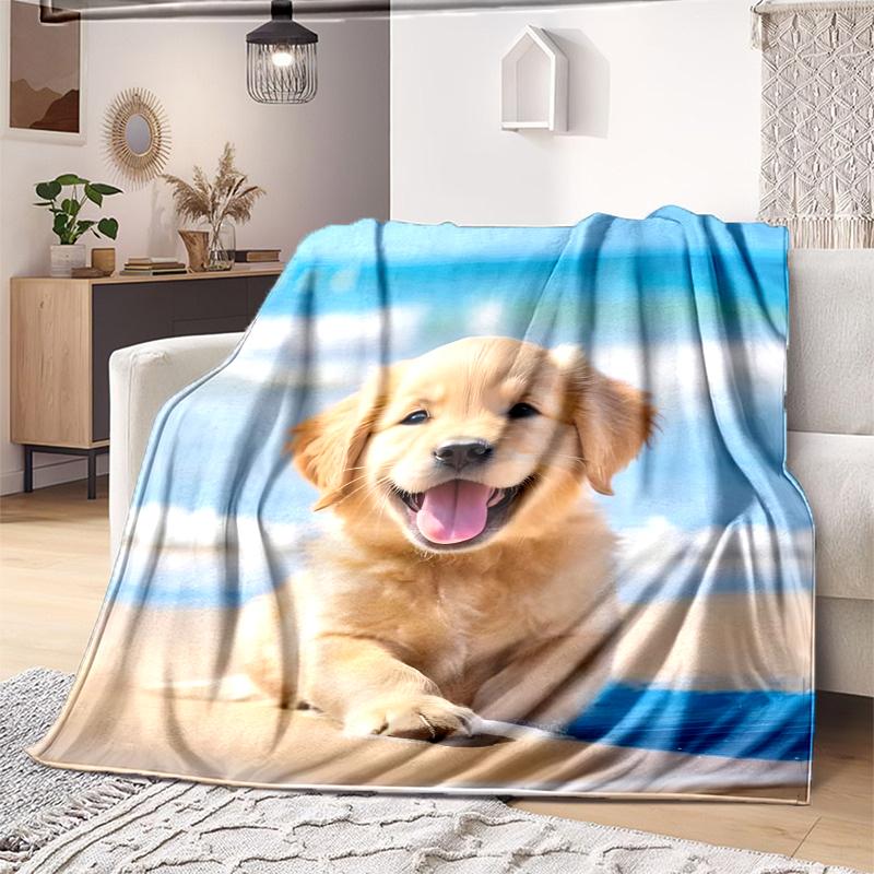 1PC Dog cute printed blanket, all season lightweight home office outdoor nap multifunctional blanket A7