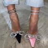 Fashion 2024 New Fashion Women Pumps Women Crystal Bowknot Shoes Dress Summer High Heels Soft Party Prom Glitter Rhinestones Woman Shoes