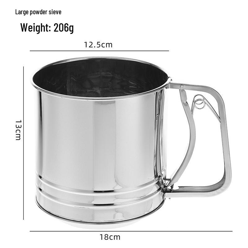 

Semi-Automatic Stainless Steel Flour Sifter with Handle and Double-Layer Mesh for Baking Powdered Sugar.