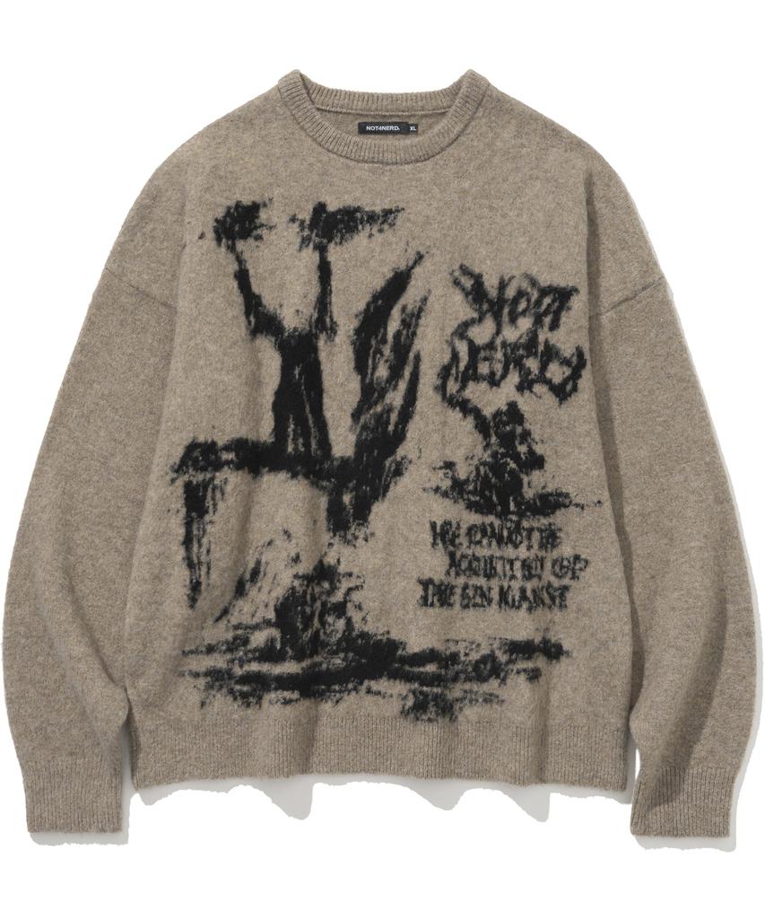 NOT4NERD Judgment Mohair Knit Sweater - Beige
