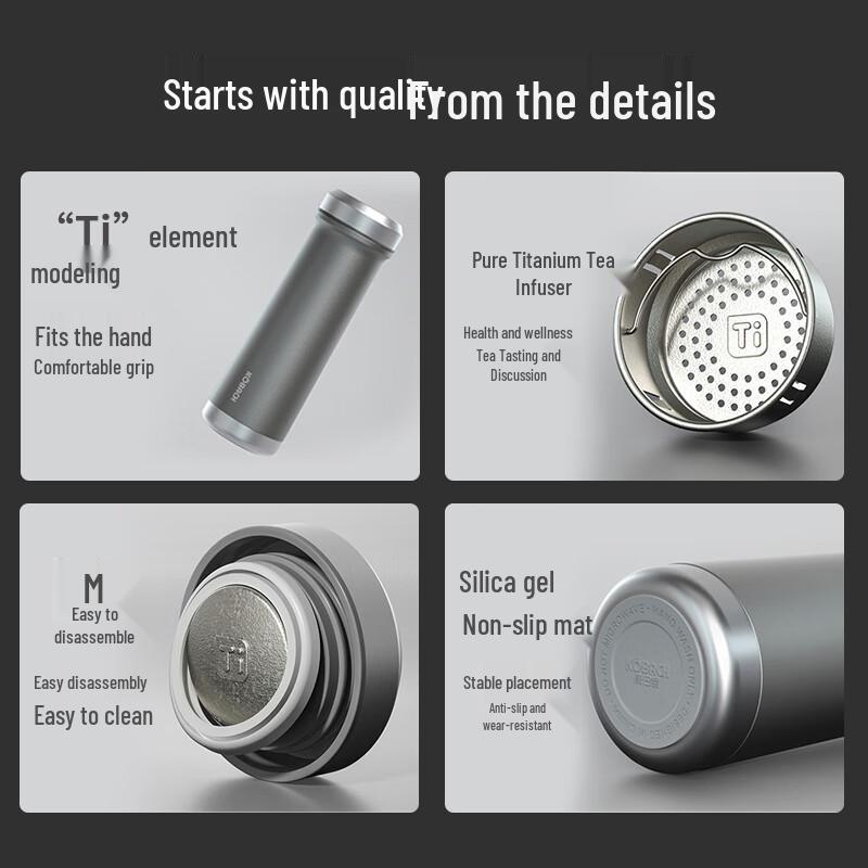 KOBACH Titanium Vacuum Insulated Water Bottle - 450mL